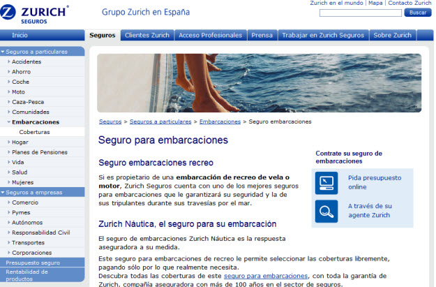 Seguro de embarcaciones online en Zurich Seguros