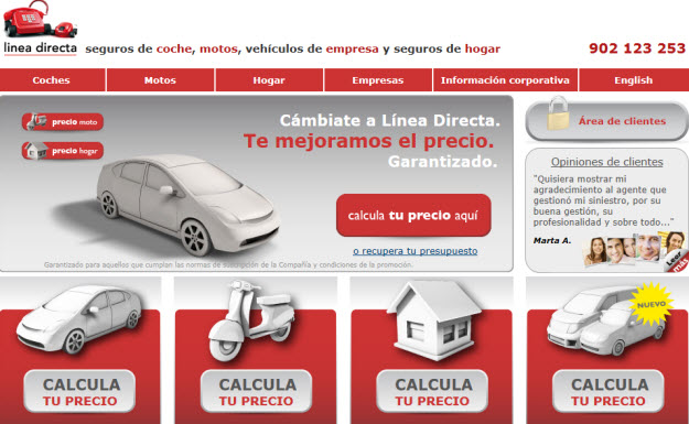 Seguros de coches online en Línea Directa