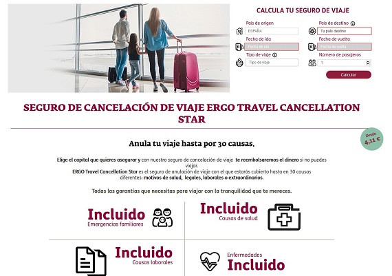 ergo seguro de cancelacion de viaje