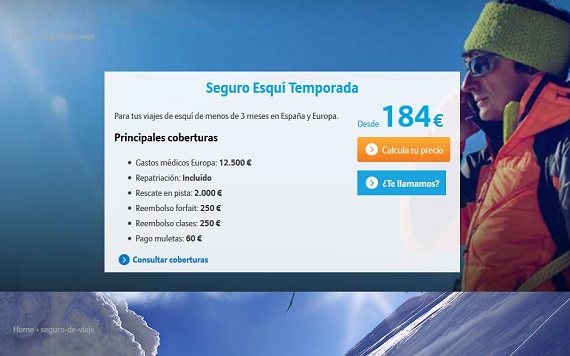 seguros de esquí de temporada